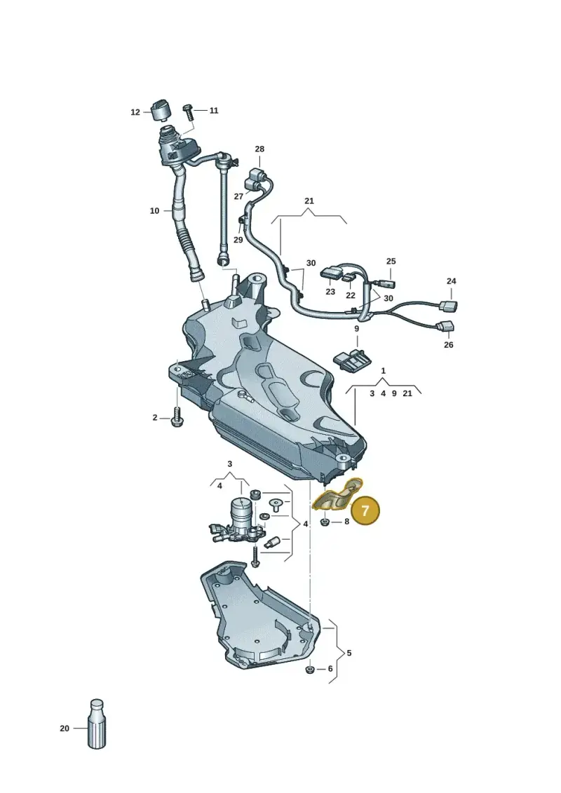 5Q0131891B — Audi A3 Sportback (2019-2021) diagram 596201405, position 7