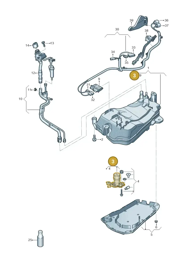5Q0131971B — Audi A3 Sportback (2019-2021) diagram 596201400, position 3
