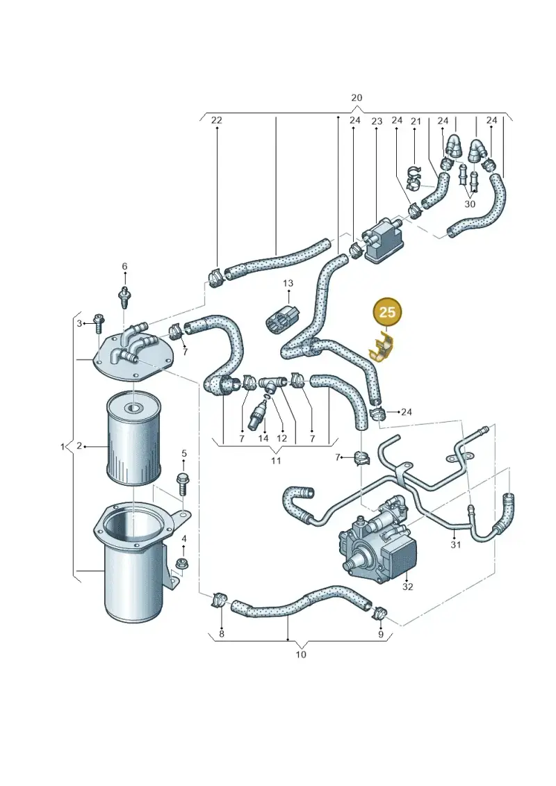 5Q0133687B — Audi Q3 2.0 TDI (2014-2019) diagram 728127400, position 25