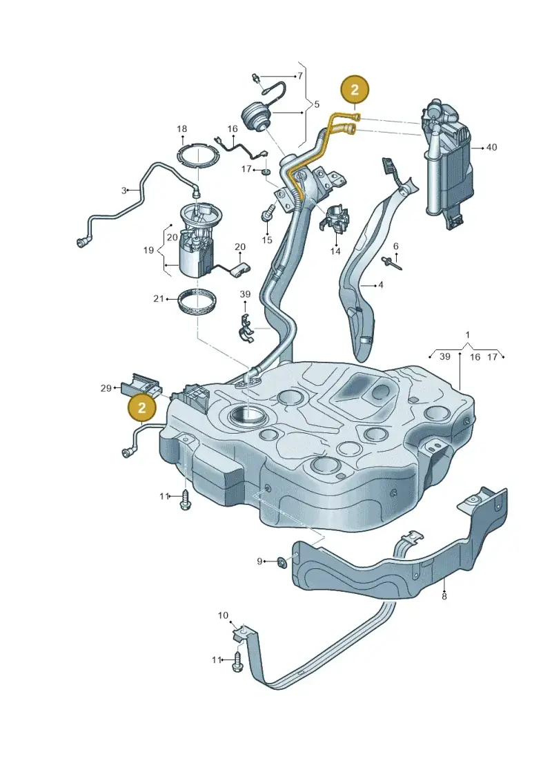 5Q0201160AP — Audi A3 Sportback (2019-2021) diagram 596201090, position 2