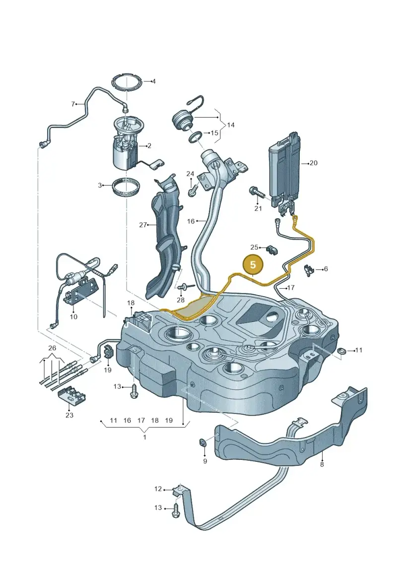 5Q0201160E — Audi A3 Sportback (2012-2016) diagram 745201100, position 5