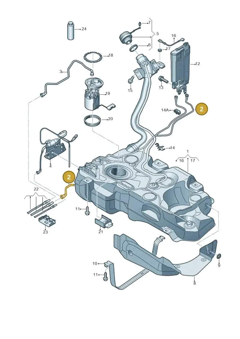 5Q0201160P — Audi A3 Sportback (2012-2016) diagram 745201000, position 2