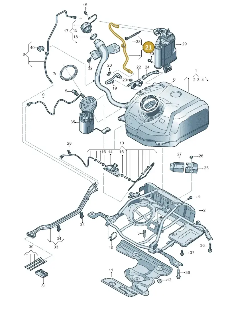 5Q0201160T — Audi A3 Sportback (2012-2016) diagram 745201280, position 21