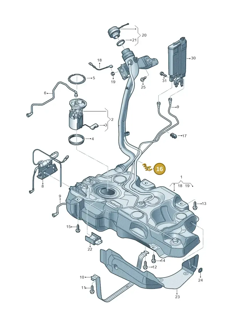 5Q0201250B — Audi A3 Sportback (2019-2021) diagram 596201000, position 16