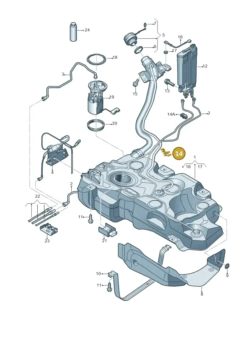 5Q0201250B — Audi A3 Sportback (2012-2016) diagram 745201000, position 14