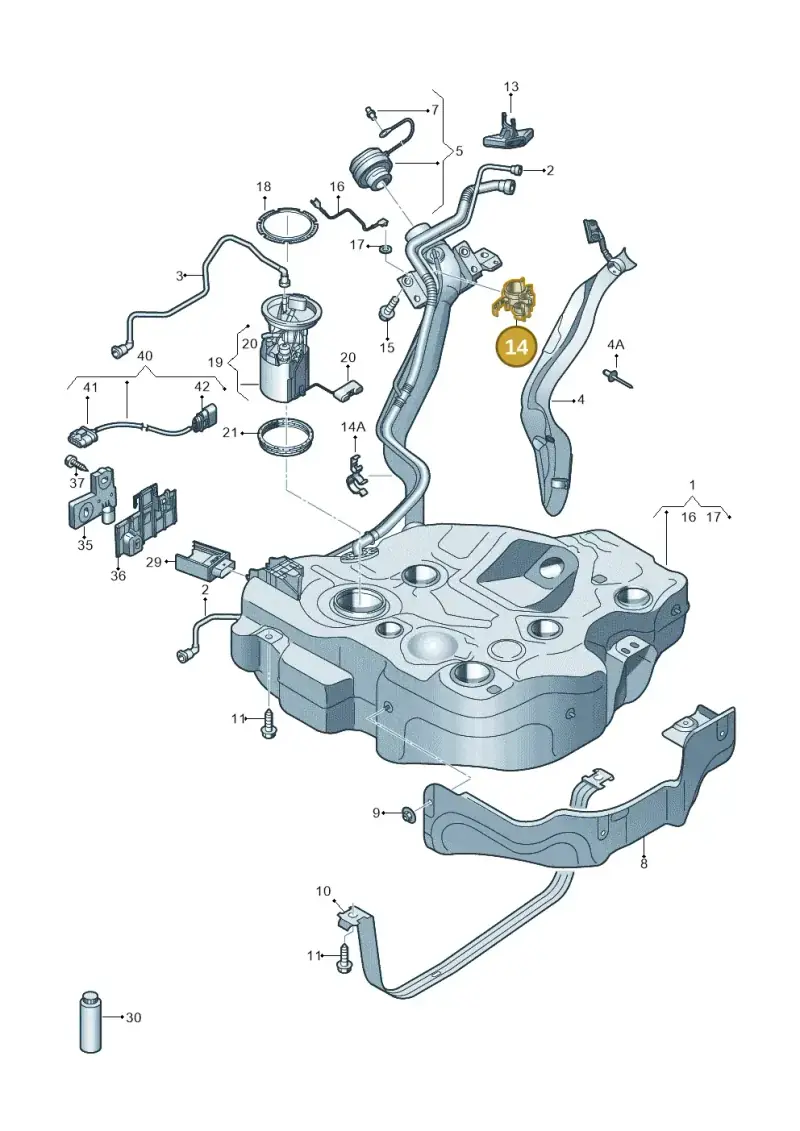 5Q0201250J — Audi A3 Sportback (2016-2020) diagram 890201011, position 14
