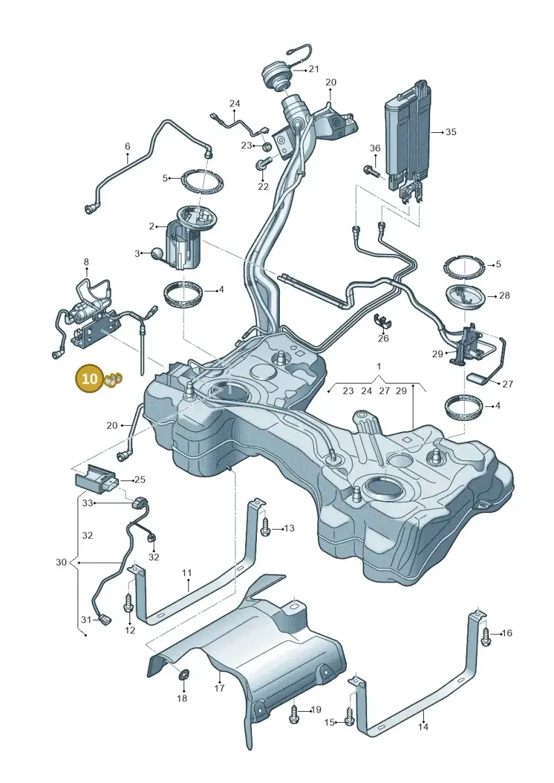 5Q0201250K — Audi A3 Sportback (2019-2021) diagram 596201100, position 10