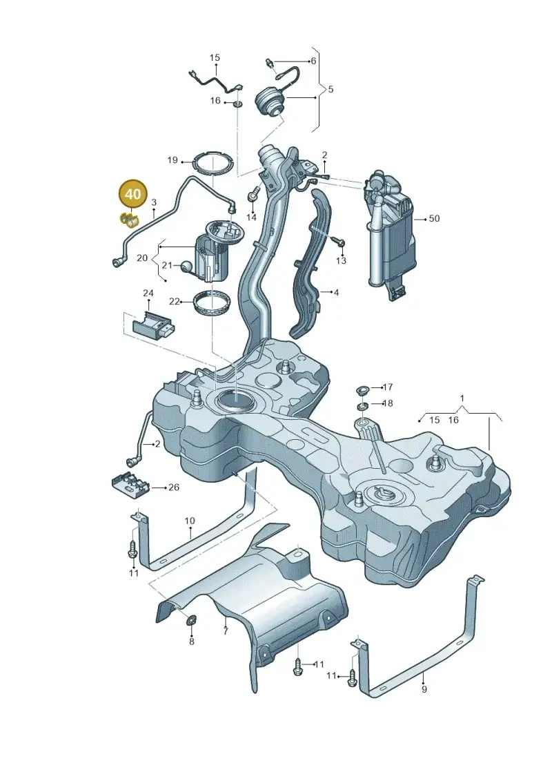 5Q0201250K — Audi A3 Sportback (2019-2021) diagram 596201170, position 40