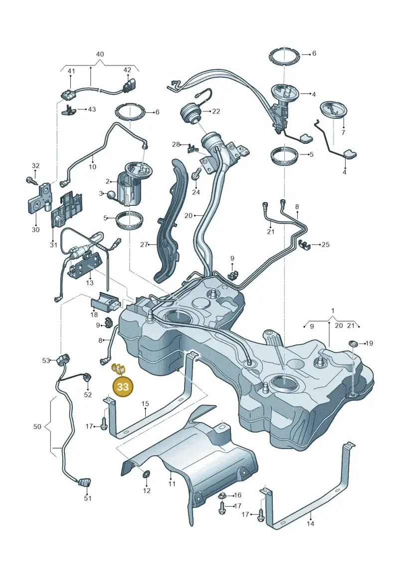 5Q0201250K — Audi A3 Sportback (2016-2020) diagram 890201200, position 33