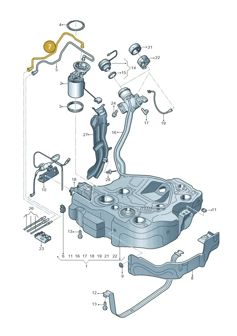 5Q0201293B — Audi A3 Cab. 1.4 (2013-2016) diagram 745201150, position 7