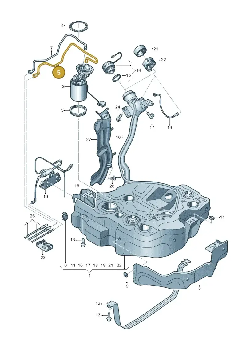 5Q0201294G — Audi A3 Cab. 1.4 (2013-2016) diagram 745201150, position 5