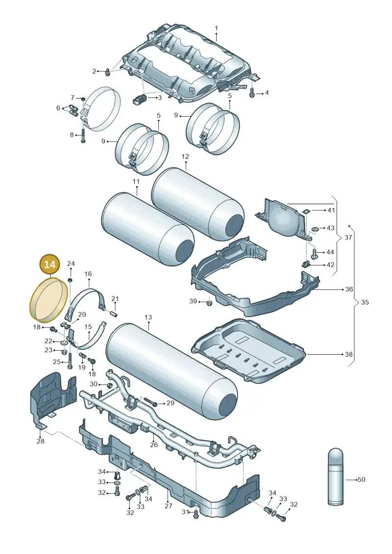 5Q0201300E — Audi A3 Sportback (2019-2021) diagram 596201190, position 14
