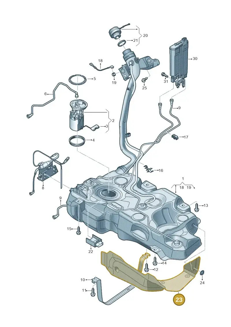 5Q0201307AE — Audi A3 Sportback (2016-2020) diagram 596201000, position 23