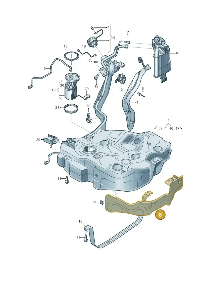 5Q0201307R — Audi A3 Sportback (2019-2021) diagram 596201090, position 8