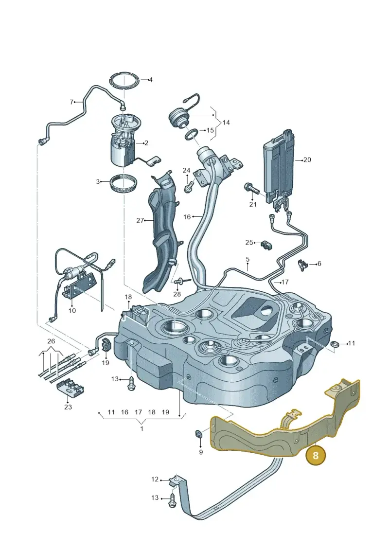 5Q0201307R — Audi A3 Cab. 1.4 (2013-2016) diagram 745201100, position 8