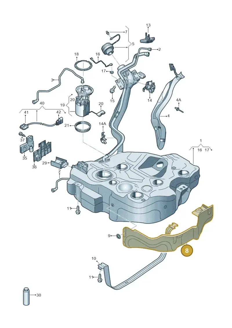 5Q0201307R — Audi A3 Sportback (2016-2020) diagram 890201011, position 8
