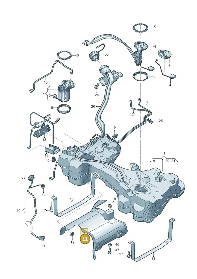 5Q0201307S — Audi RS3 Limousine (2017-2020) diagram 853201150, position 11