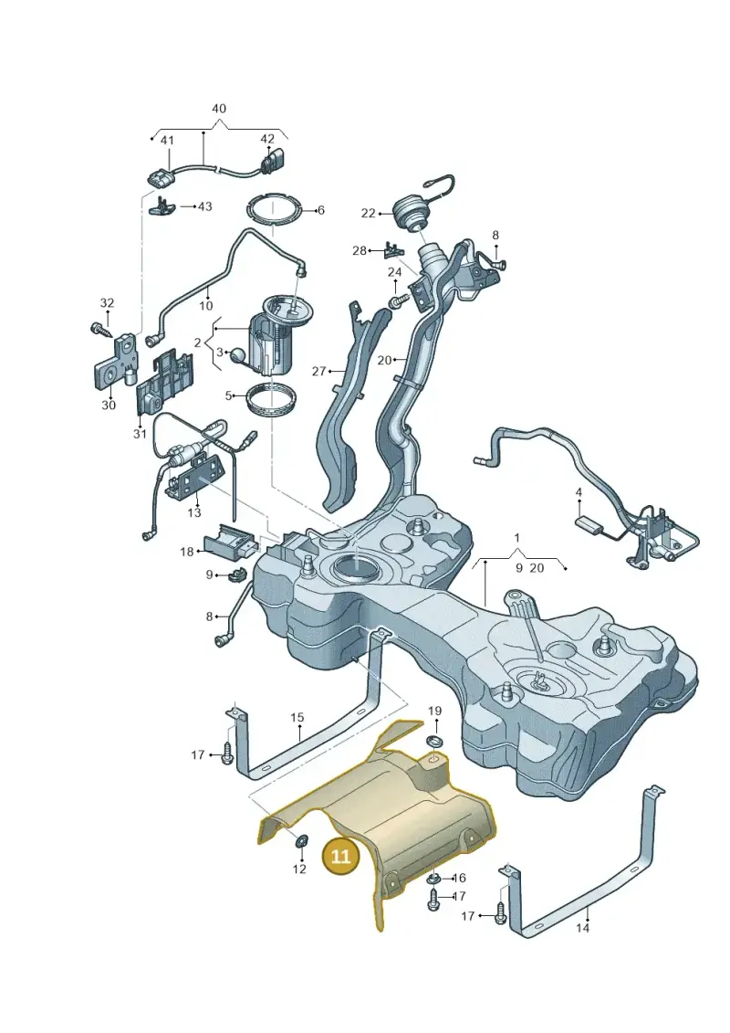 5Q0201307S — Audi RS3 Limousine (2017-2020) diagram 853201200, position 11