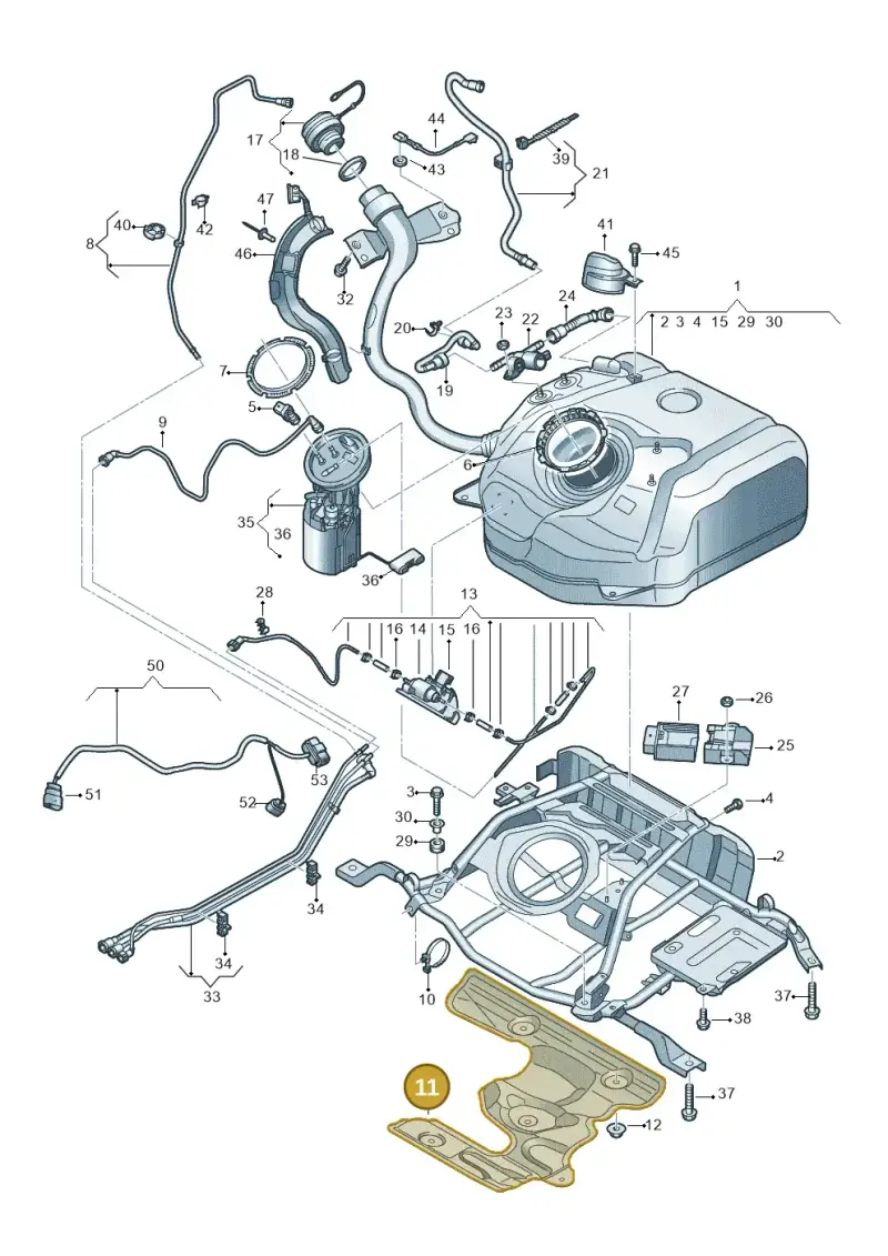 5Q0201307T — Audi A3 Sportback (2016-2020) diagram 890201300, position 11
