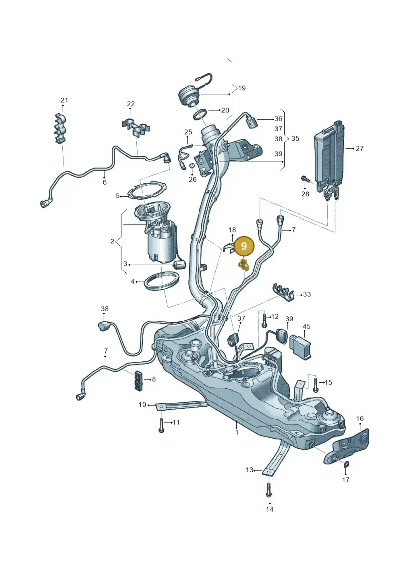 5Q0201449A — Audi A3 Sportback (2019-2021) diagram 596201180, position 9