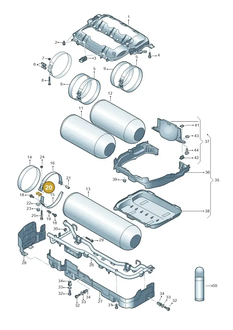 5Q0201504 — Audi A3 Sportback (2019-2021) diagram 596201190, position 20