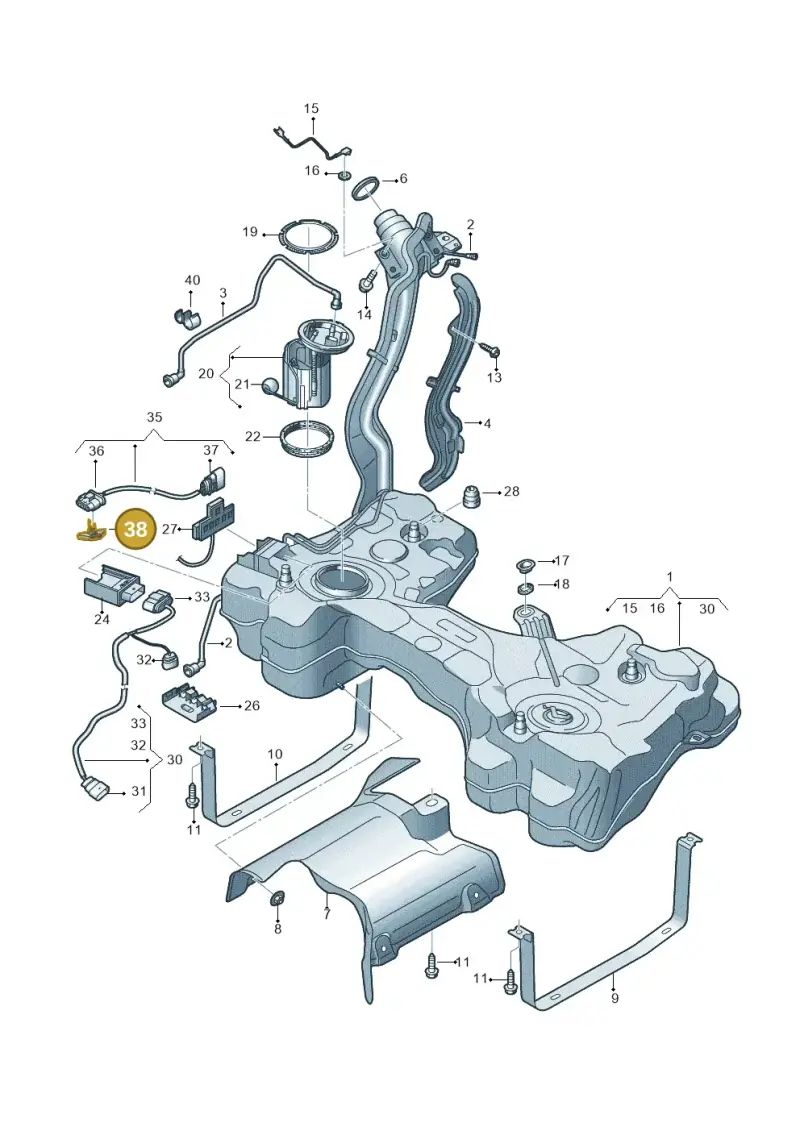 5Q0201519 — Audi TTRS Coupe (2016-2023) diagram 898201250, position 38