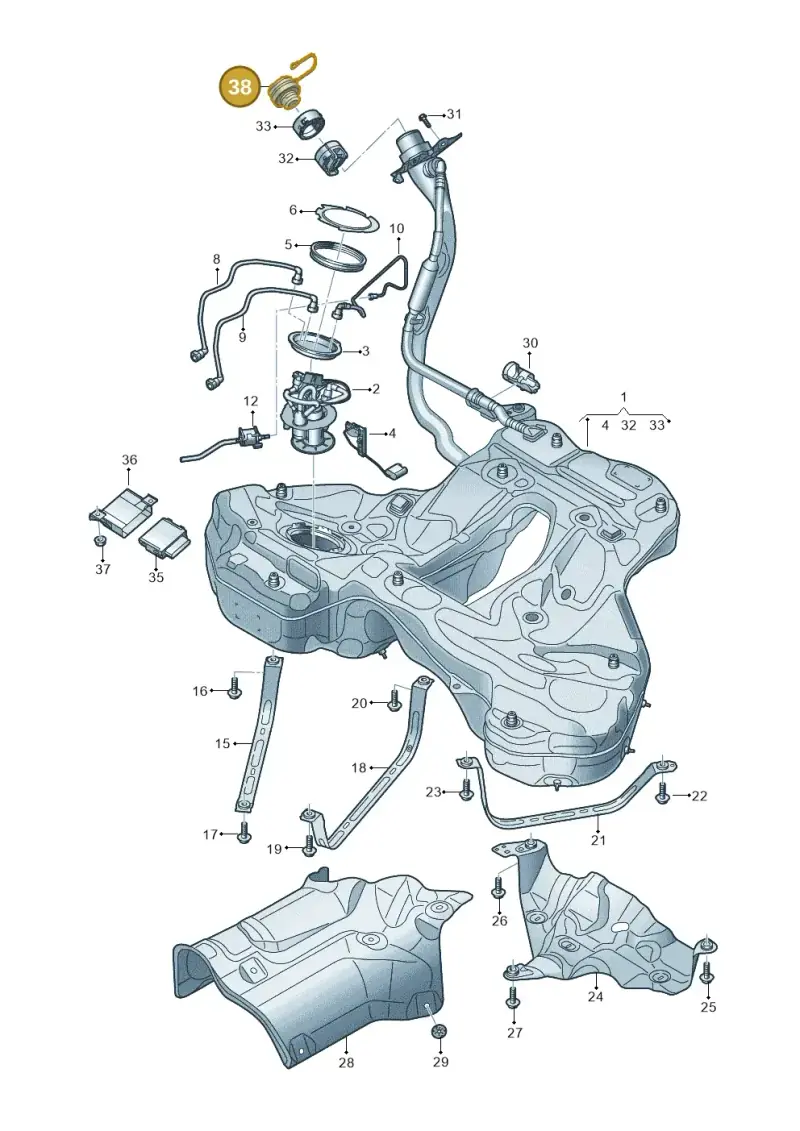 5Q0201550P — Audi A6 2.0 (2018-) diagram 430201050, position 38