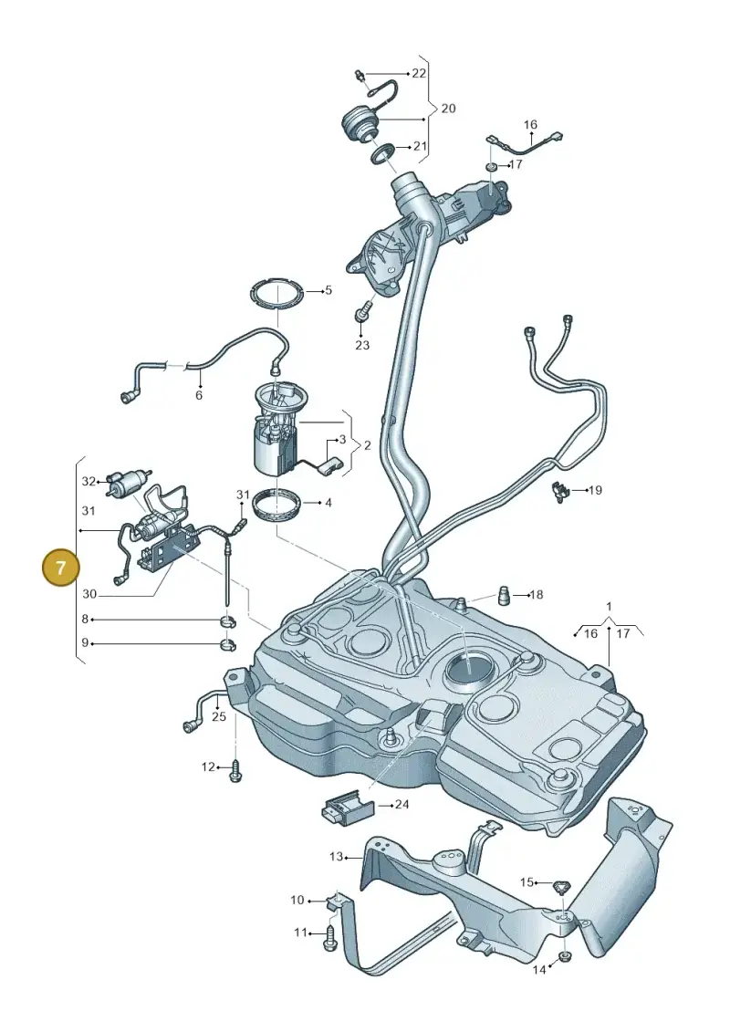 5Q0201607F — Audi Q3 quattro (2018-2019) diagram 597201000, position 7