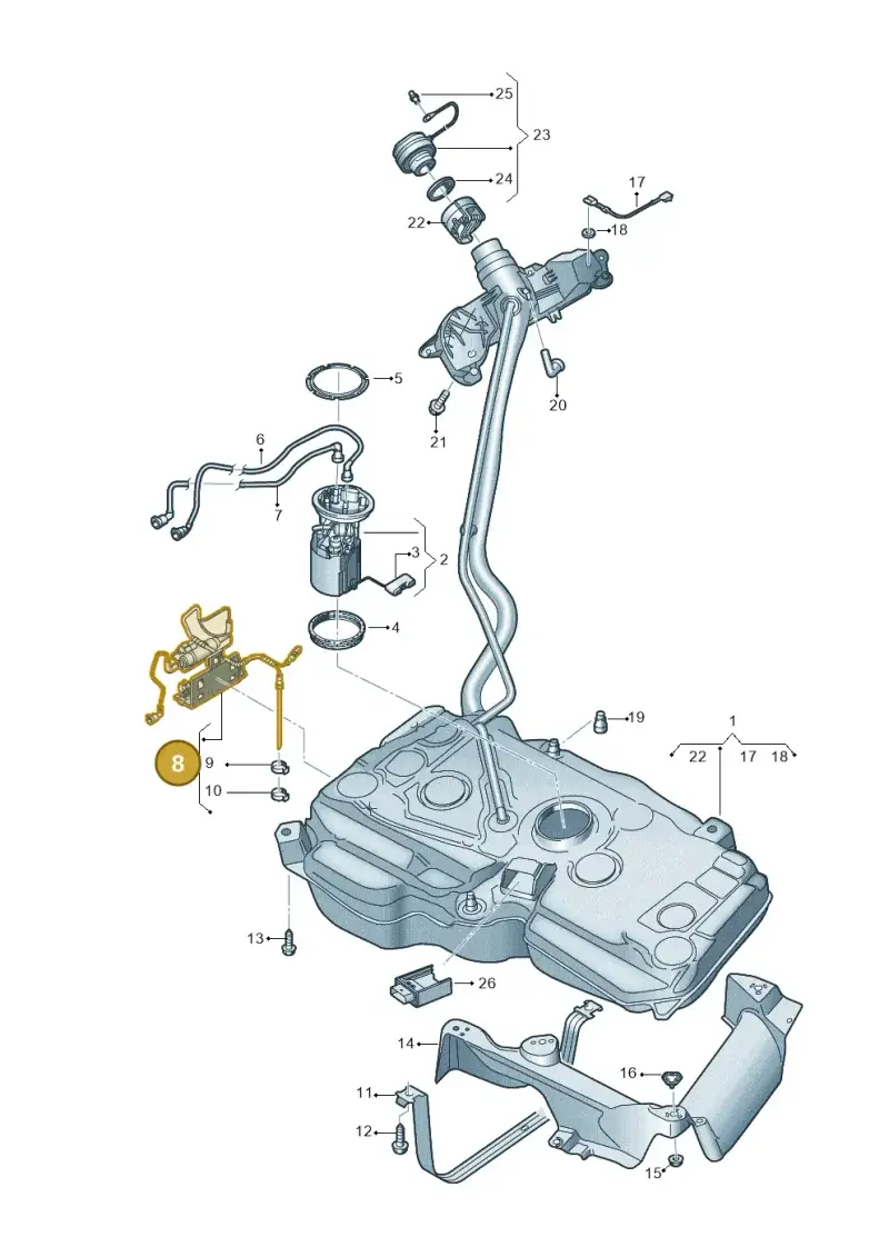 5Q0201607F — Audi Q3 quattro (2018-2019) diagram 597201050, position 8