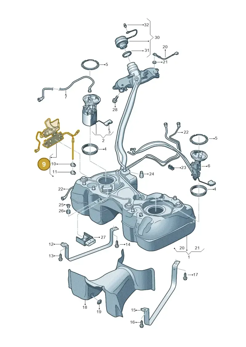 5Q0201607F — Audi RSQ3 Sportback (2019-2024) diagram 597201100, position 9