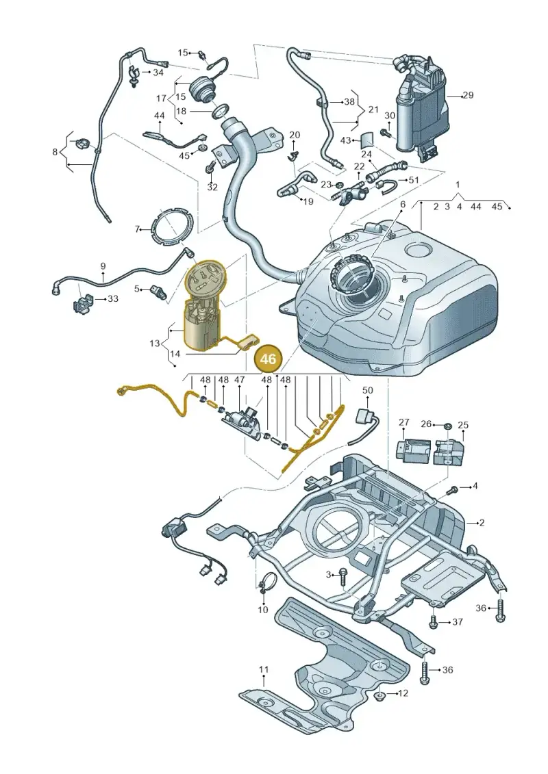 5Q0201607H — Audi A3 Sportback (2019-2021) diagram 596201040, position 46