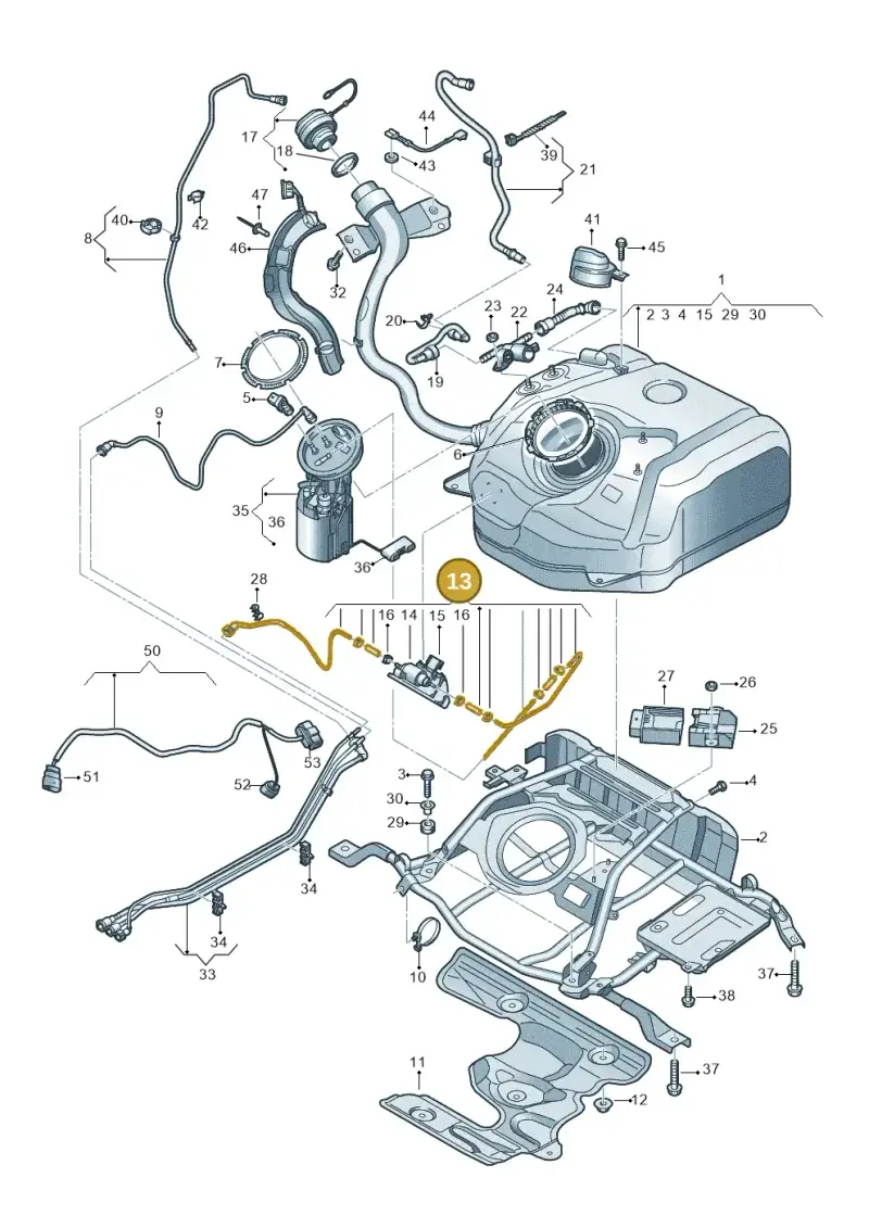 5Q0201607H — Audi A3 Sportback (2016-2020) diagram 890201300, position 13
