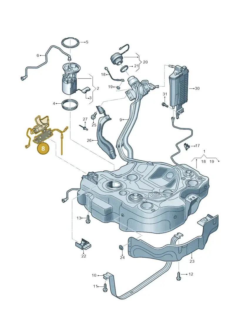 5Q0201607J — Audi A3 Sportback (2019-2021) diagram 596201010, position 8