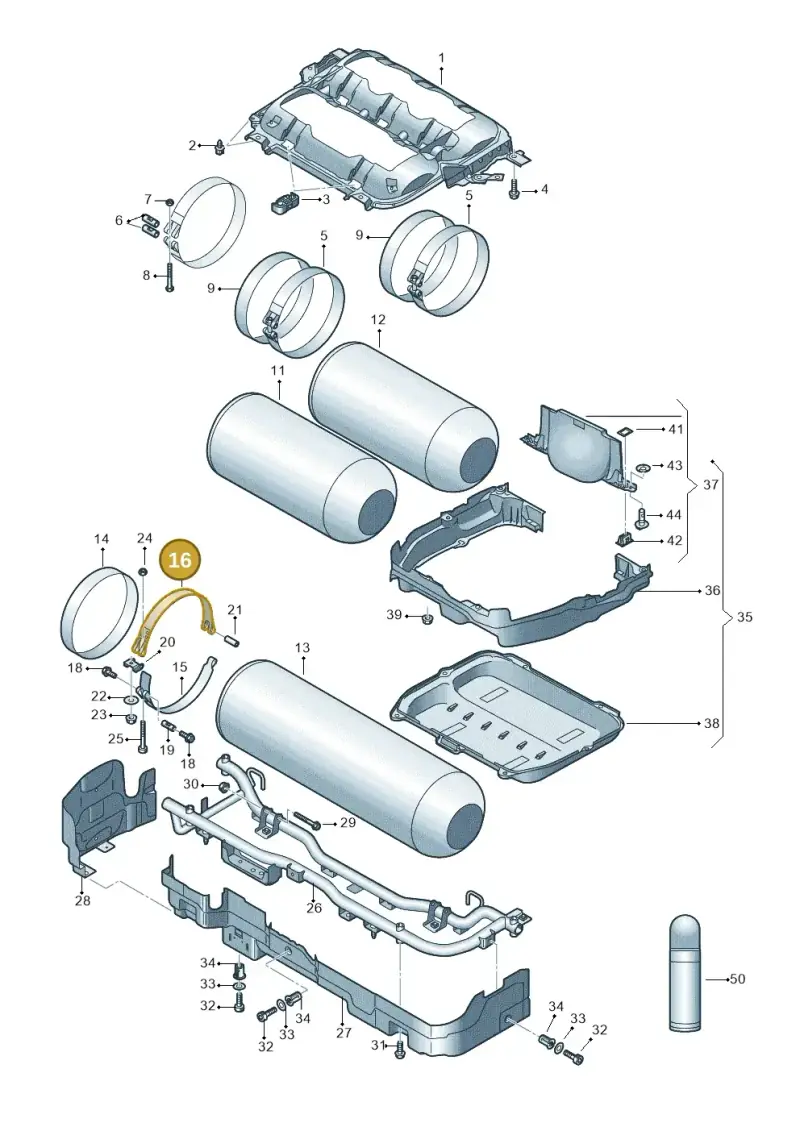 5Q0201655K — Audi A3 Sportback (2019-2021) diagram 596201190, position 16