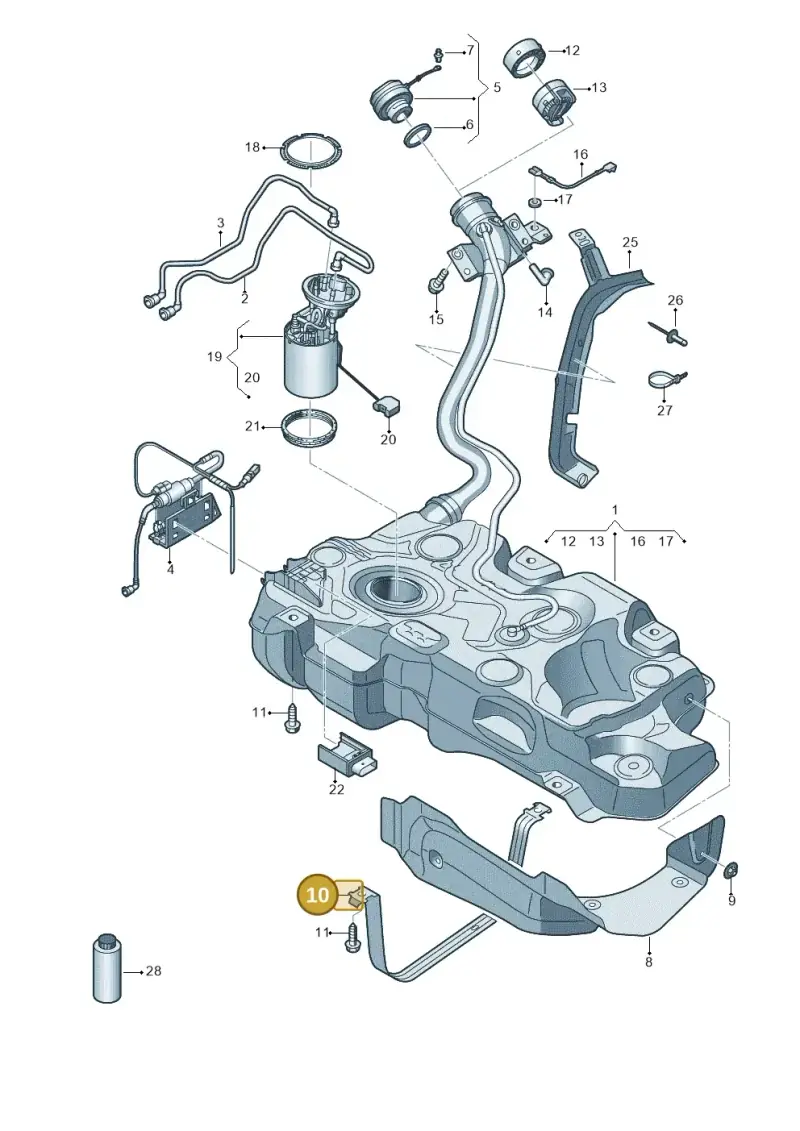 5Q0201656F — Audi A3 Sportback (2016-2020) diagram 890201050, position 10