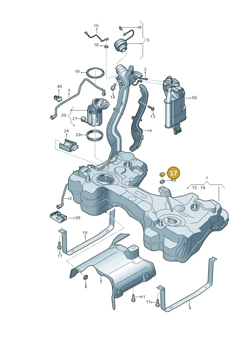5Q0201693 — Audi A3 Sportback (2019-2021) diagram 596201170, position 17