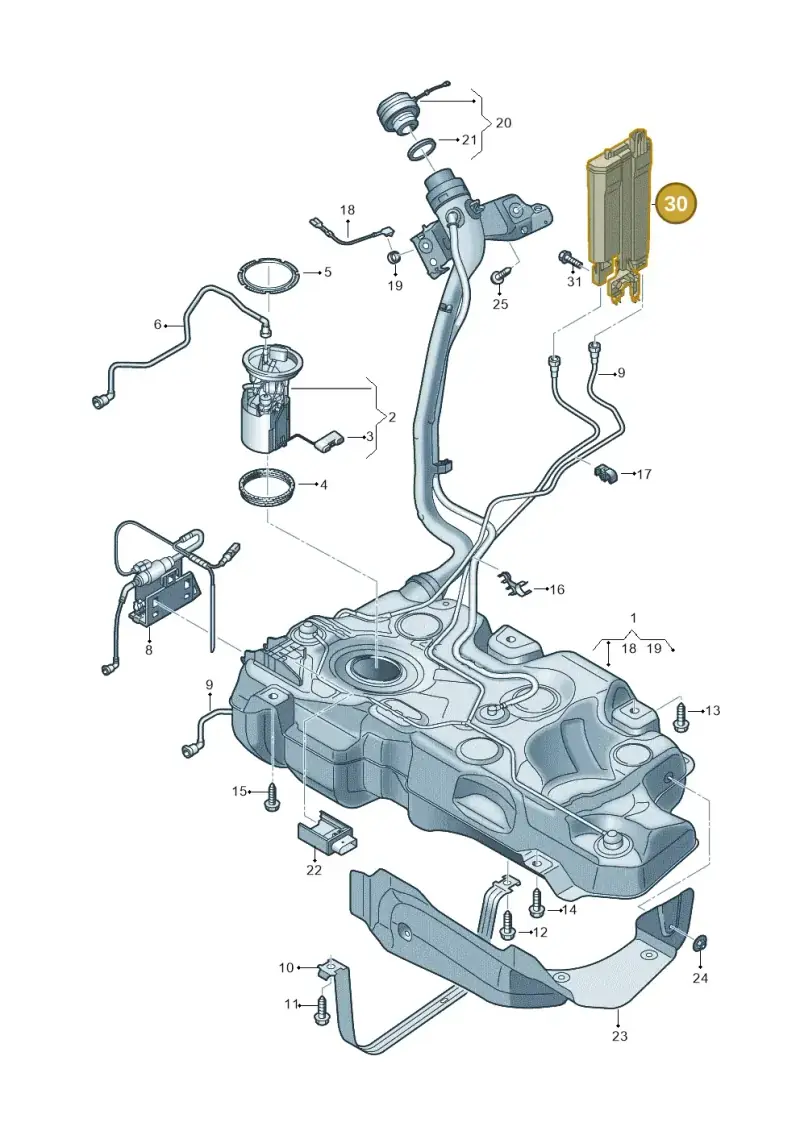 5Q0201801 — Audi A3 Sportback (2019-2021) diagram 596201000, position 30