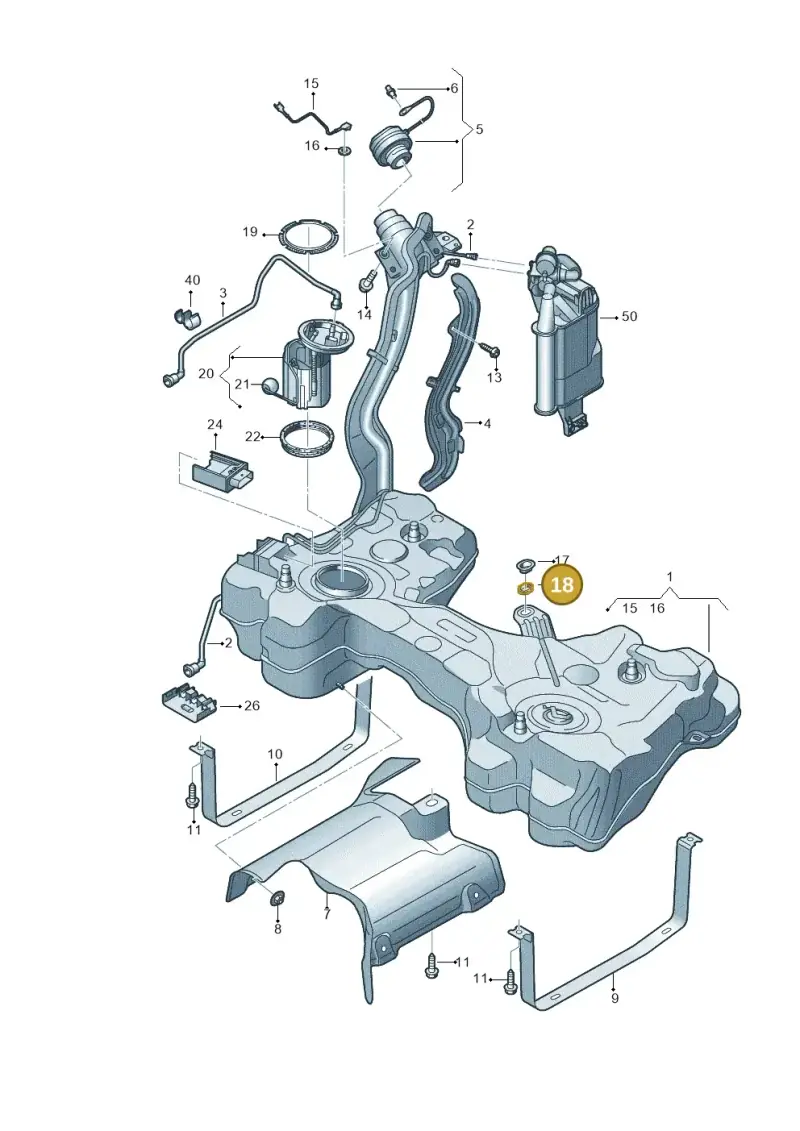 5Q0201840 — Audi A3 Sportback (2019-2021) diagram 596201170, position 18