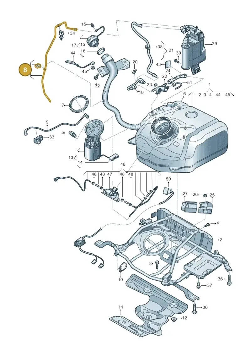 5Q0201931M — Audi A3 Sportback (2019-2021) diagram 596201040, position 8