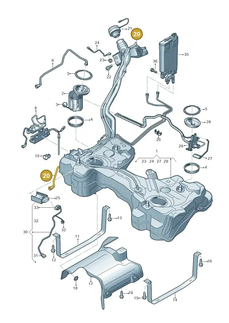 5Q0201931N — Audi Q2 2.0 TDI (2016-2018) diagram 596201100, position 20