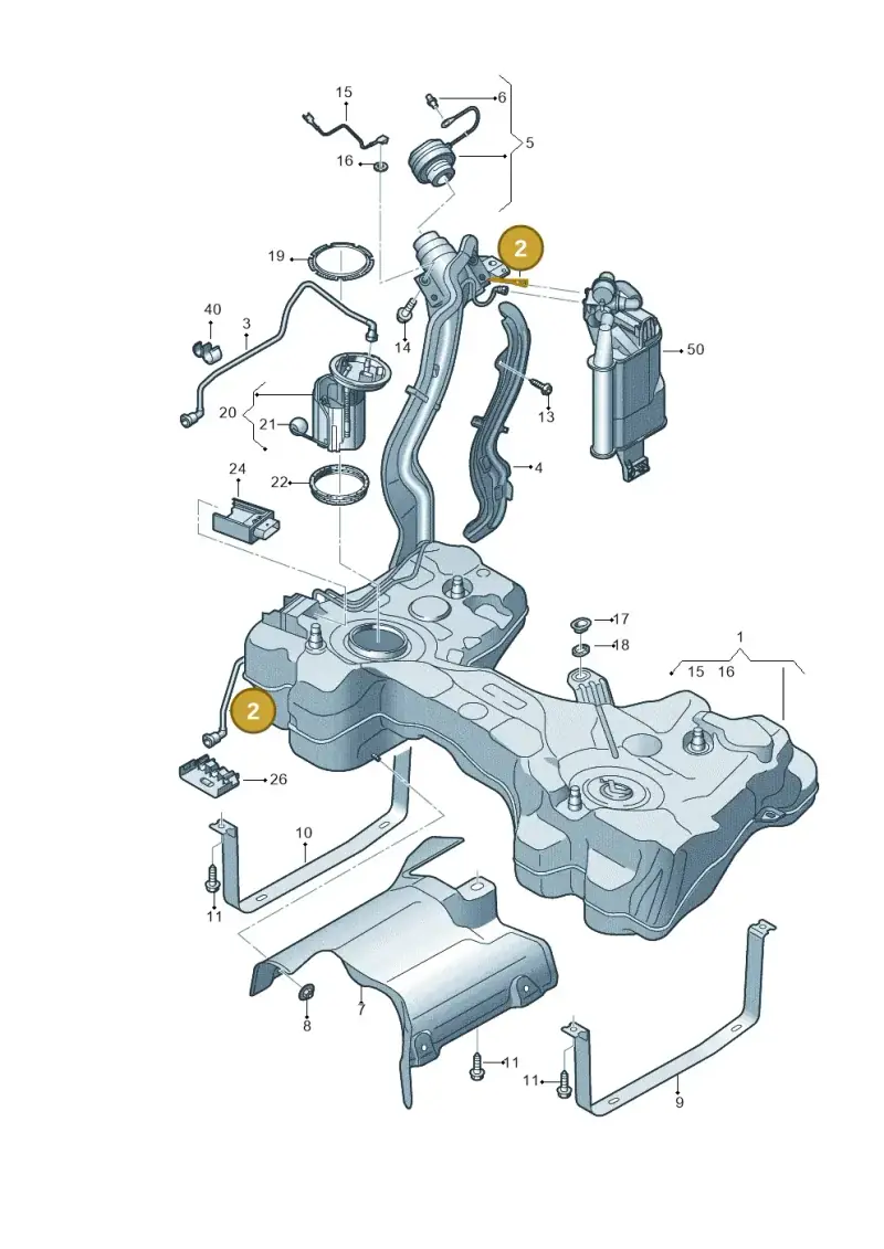 5Q0201931R — Audi A3 Sportback (2019-2021) diagram 596201170, position 2