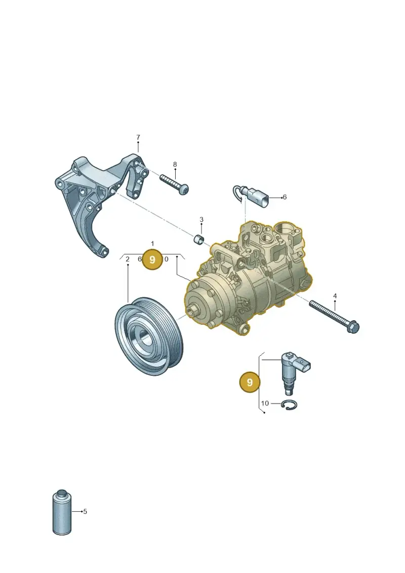 5Q0260839 — Audi A6 2.0 (2018-) diagram 849260250, position 9