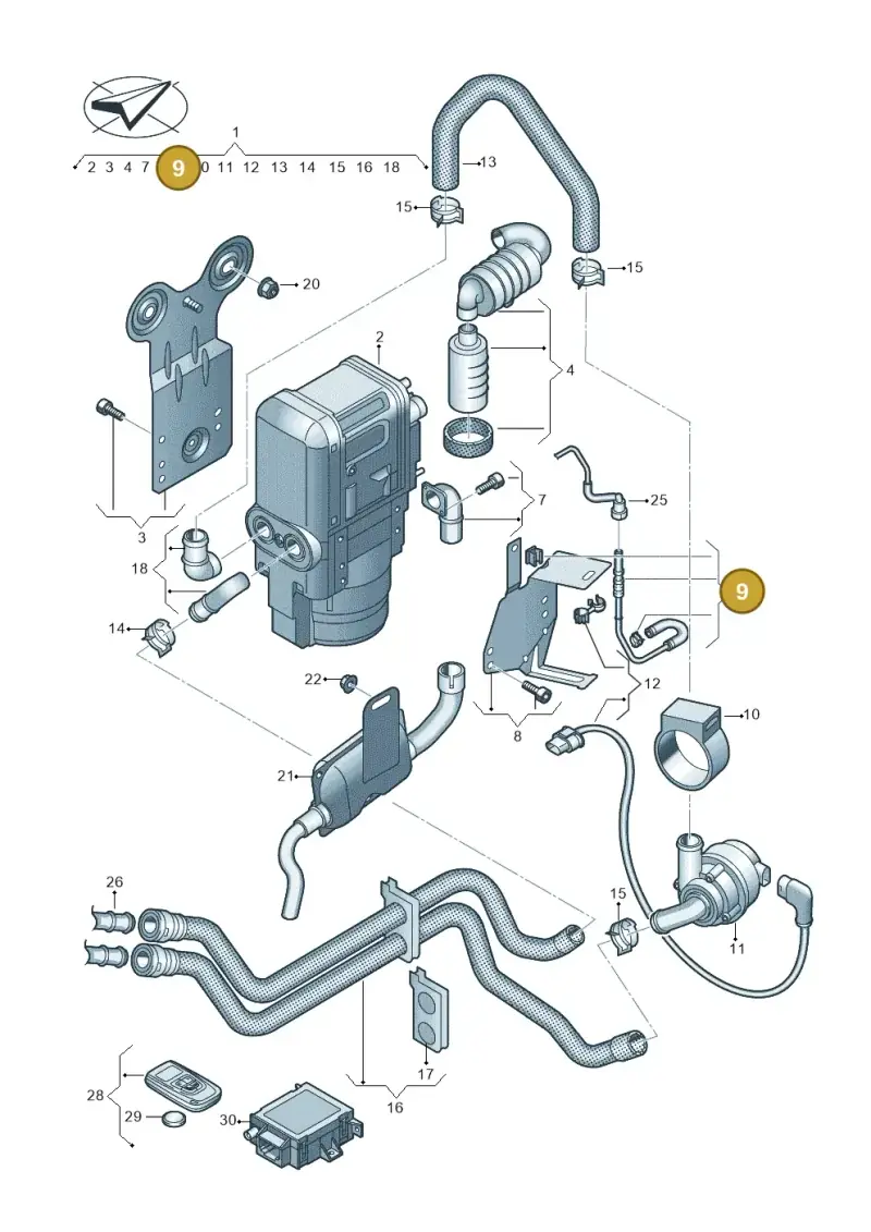 5Q0298311A — Audi A3 Sportback (2019-2021) diagram 596819700, position 9