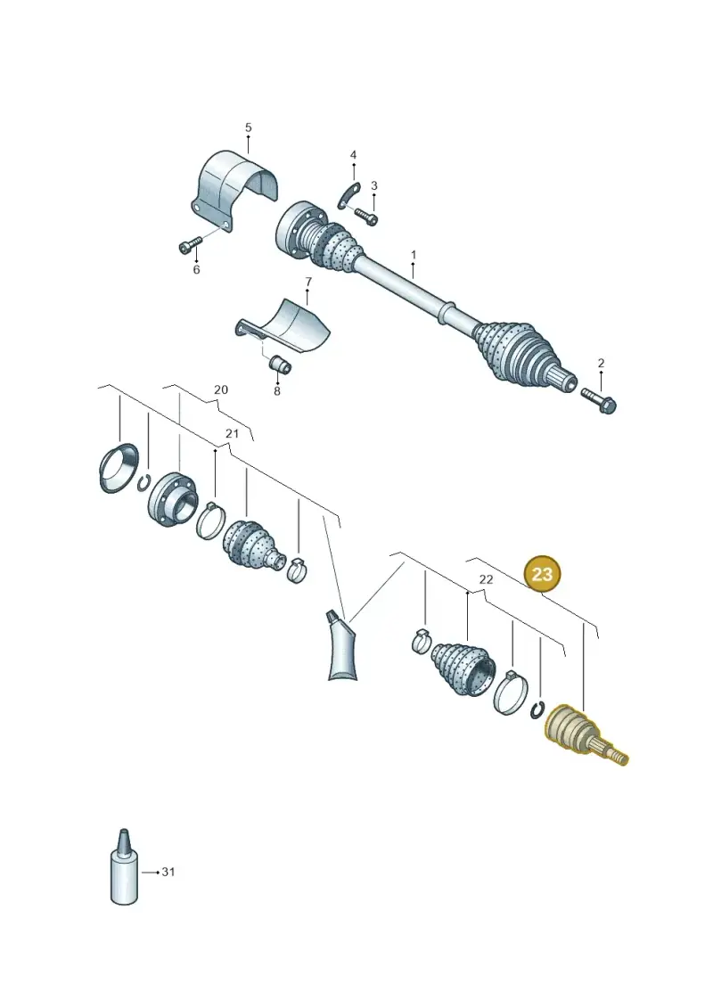 5Q0498099 — Audi A3 Sportback (2016-2020) diagram 890407500, position 23