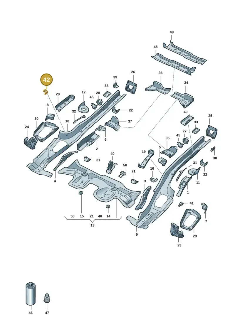 5Q0611794D — Audi A3 Sportback (2019-2021) diagram 596803015, position 42