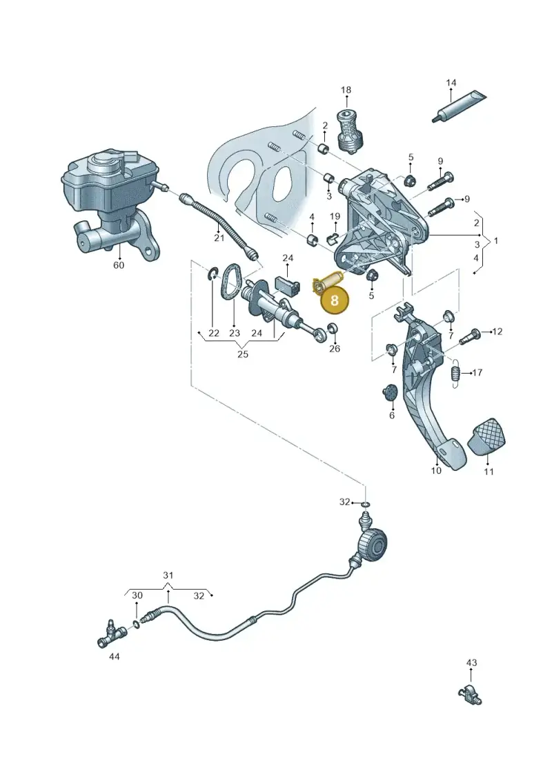 5Q0721123A — Audi Q3 quattro (2018-2019) diagram 597721025, position 8