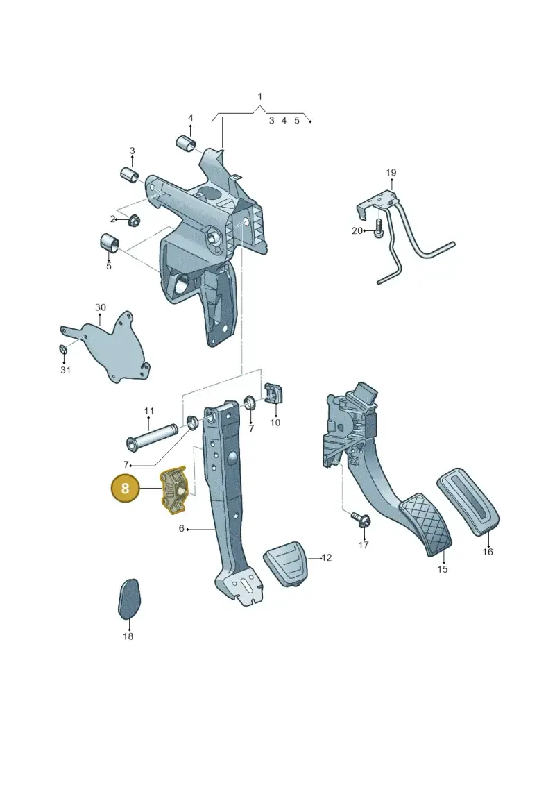 5Q0721165E — Audi A3 Sportback (2019-2021) diagram 596721700, position 8