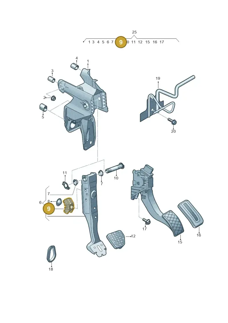 5Q0721169B — Audi A3 Cab. 1.4 (2013-2016) diagram 778721600, position 9