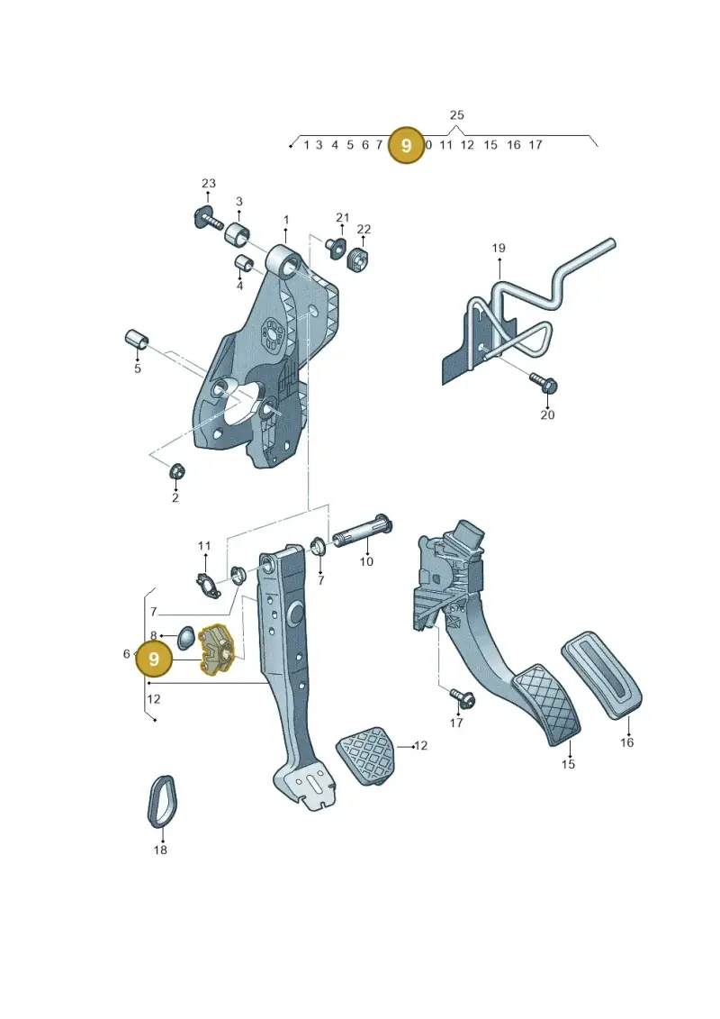 5Q0721169B — Audi A3 Cab. 1.4 (2013-2016) diagram 778721700, position 9