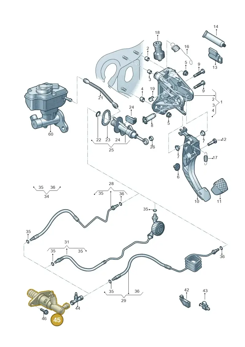 5Q0721261D — Audi A3 Cabrio (2016-2020) diagram 891721250, position 45